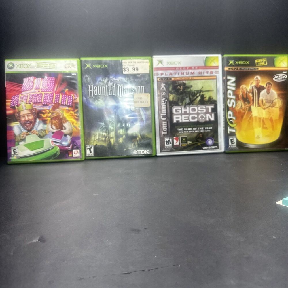 xbox game lot Big Bumpin, The Haunted Mansion, Gost Recon,top Spin